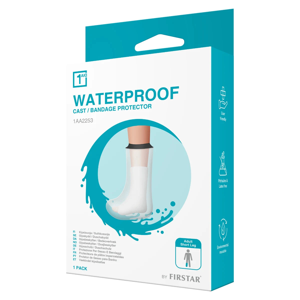 1Aid Waterproof kipsisuoja sääreen aikuiselle, silikoni