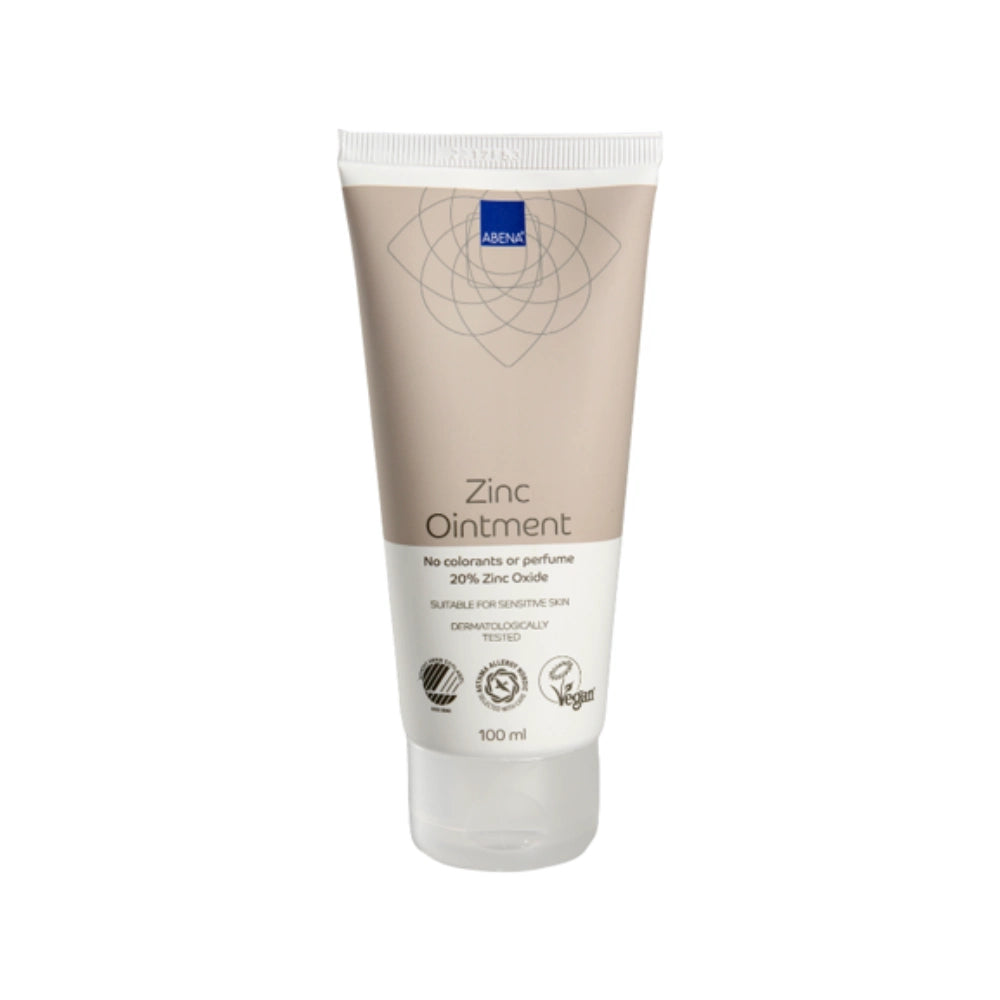 ABENA Zink Ointment sinkkivoide 20% 100 ml sisältää sinkkioksidia, joka rauhoittaa ärtynyttä ja/tai punaista ihoa