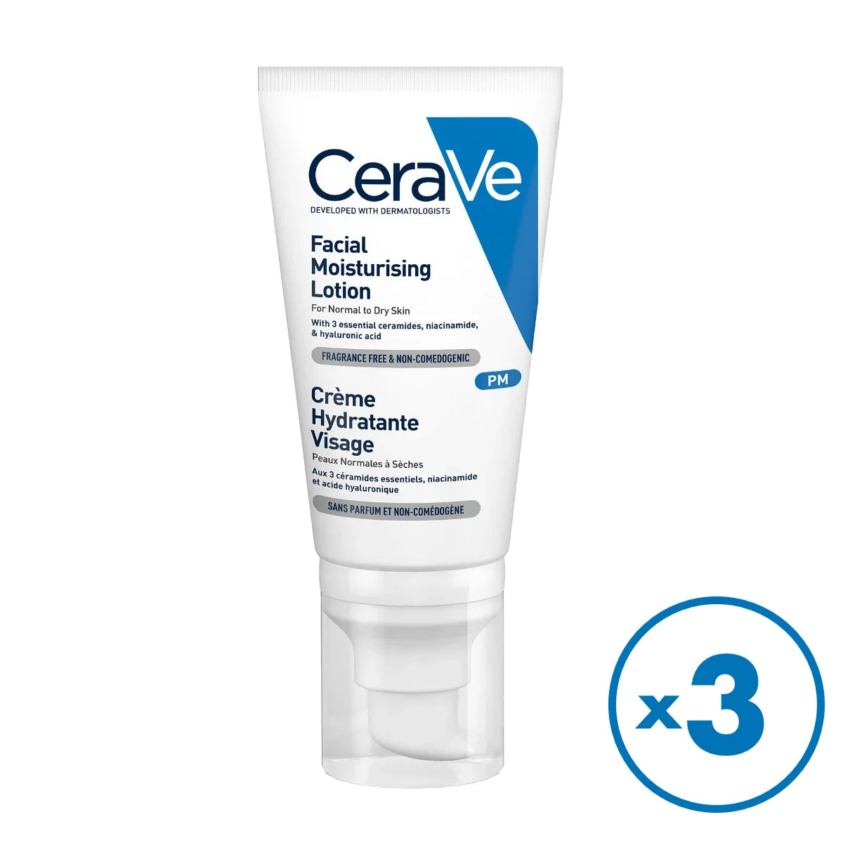 CERAVE Facial Moisturising Lotion 3x52 ml hajusteeton herkän ihon kasvovoide