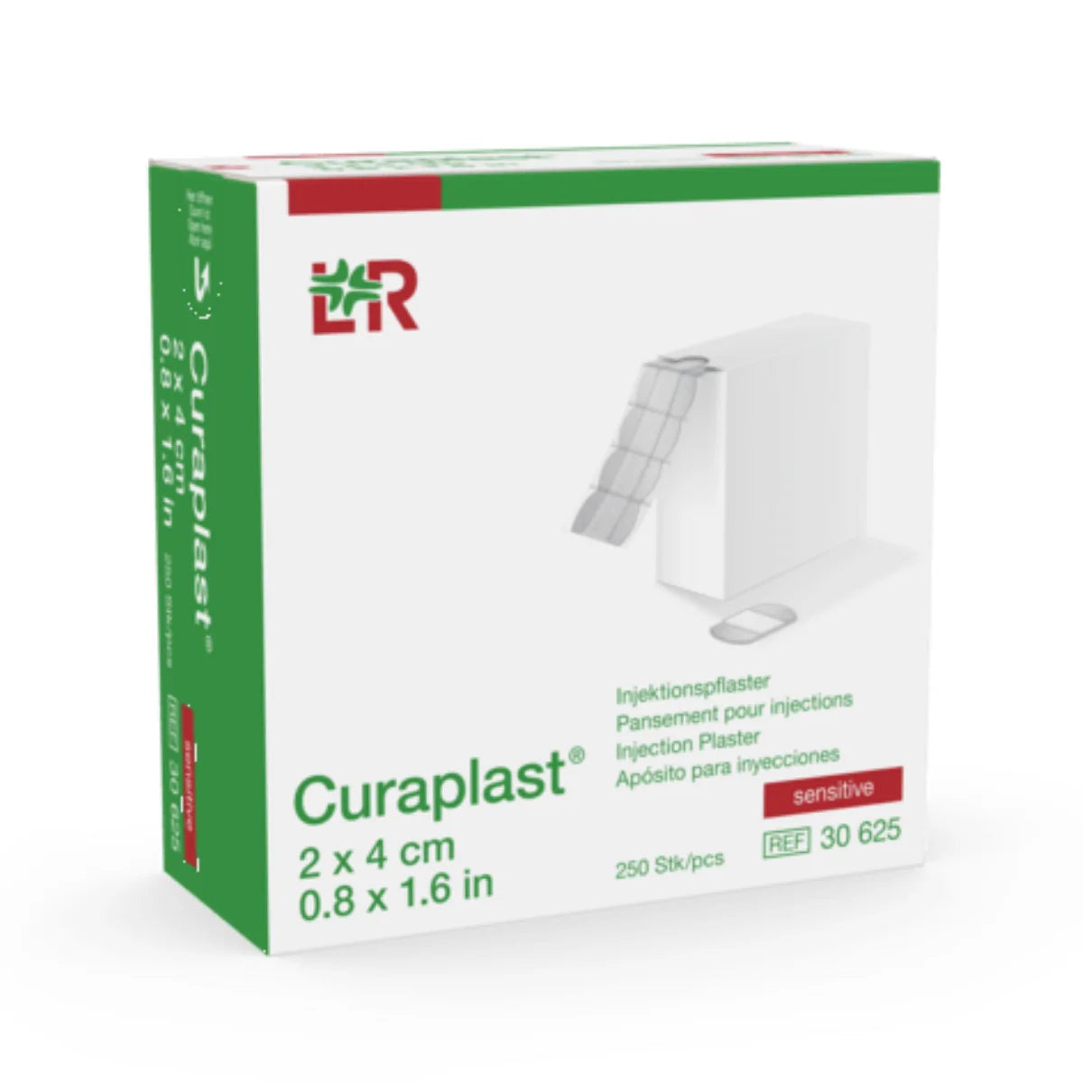Curaplast Injektiolaastari 2x4 cm annostelijassa 250 kpl