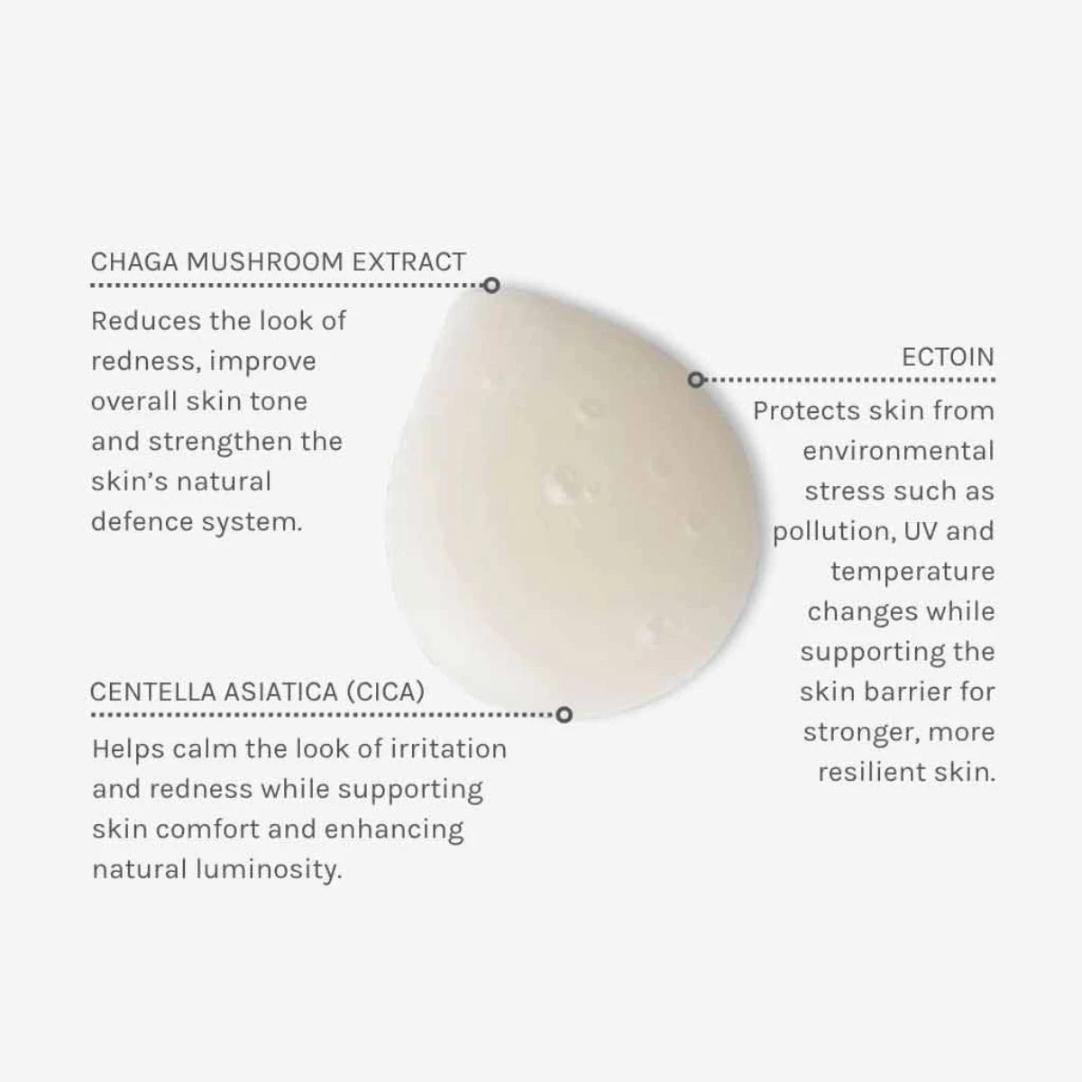 Evolve Organic Beauty CICA + Ectoin Sensitive Serum rauhoittavat ainesosat