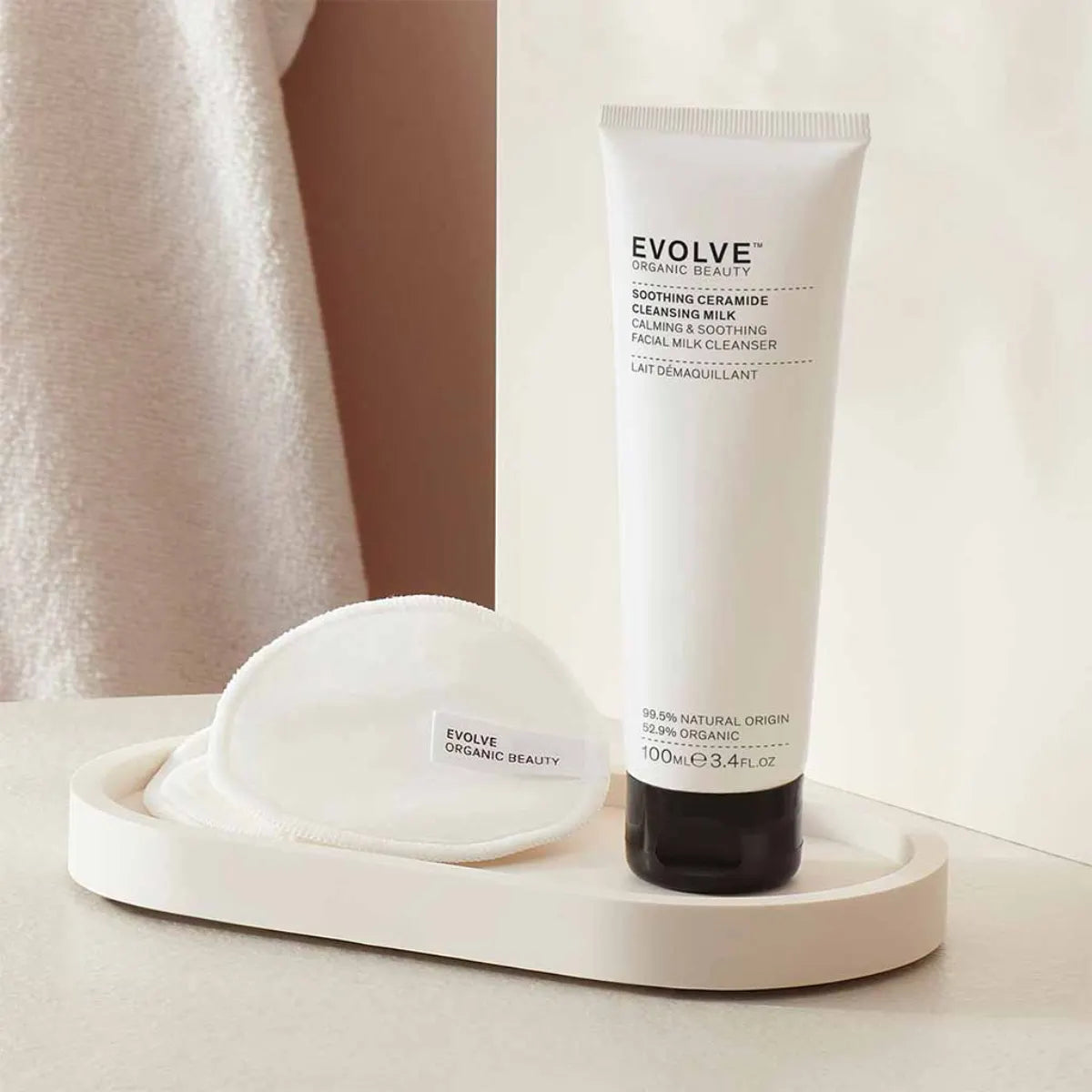 Evolve Organic Beauty Soothing Ceramide Cleansing Milk 100 ml – Hellävarainen ja hajusteeton puhdistusemulsio kaikille ihotyypeille