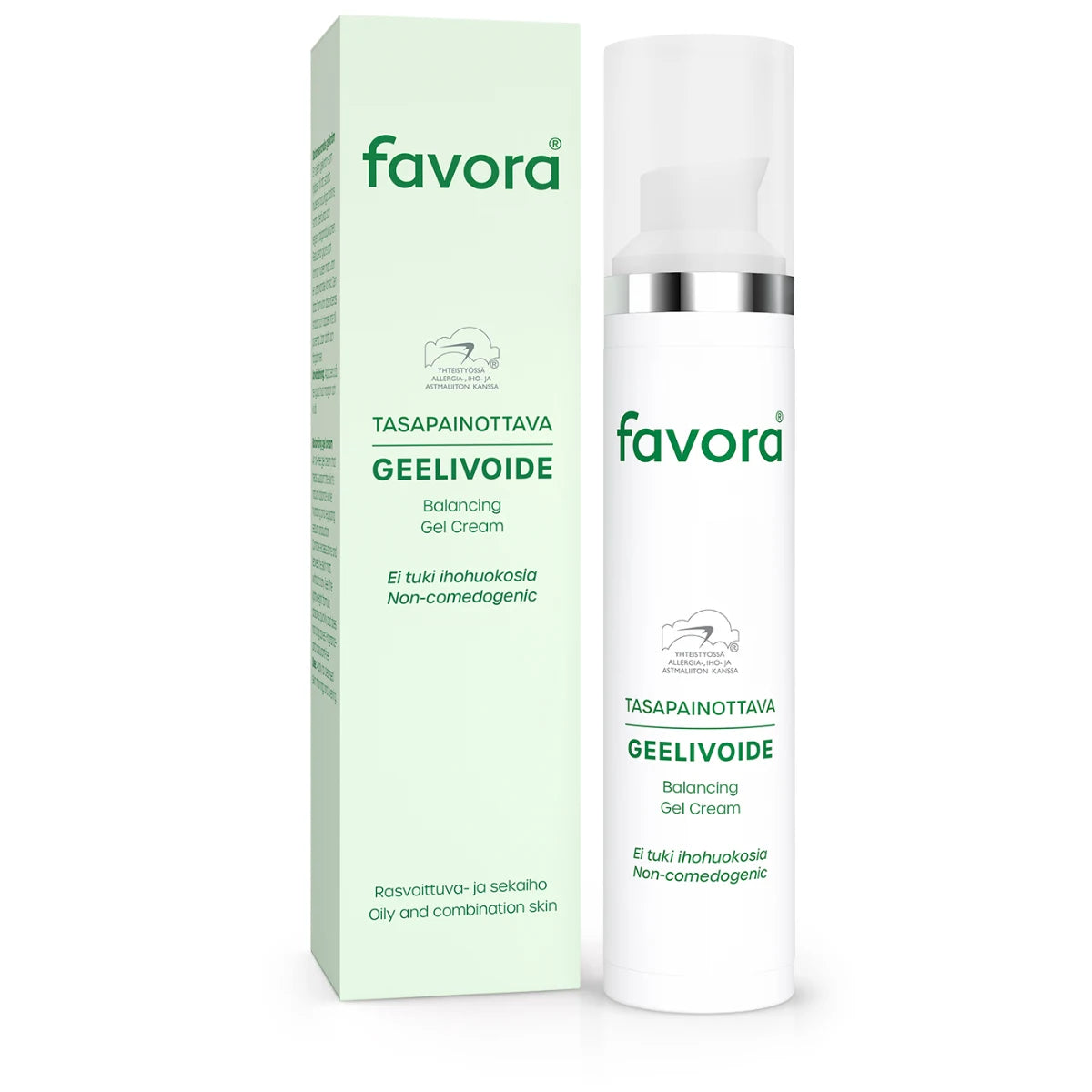 Favora Tasapainottava Geelivoide 50 ml – öljytön ja mattapintainen geelivoide rasvoittuvalle iholle