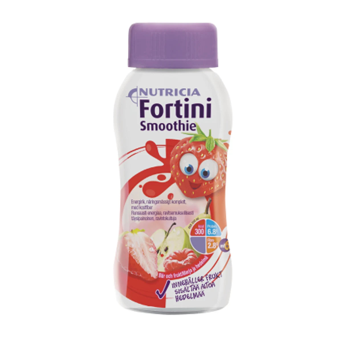 FORTINI Smoothie marja ja hedelmä 200 ml käyttövalmis kliininen ravintovalmiste, joka on tarkoitettu yli 1-vuotiaille lapsille