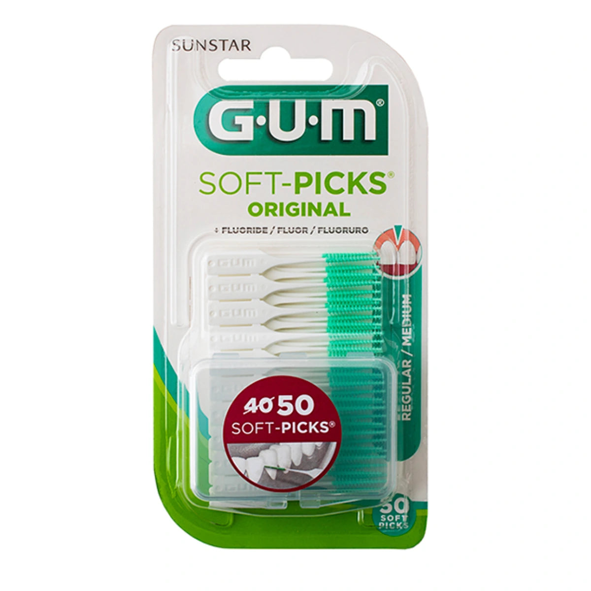GUM Soft-Pics Original Regular 100 kpl hammasväliharjat hammasvälien hellävaraiseen puhdistukseen