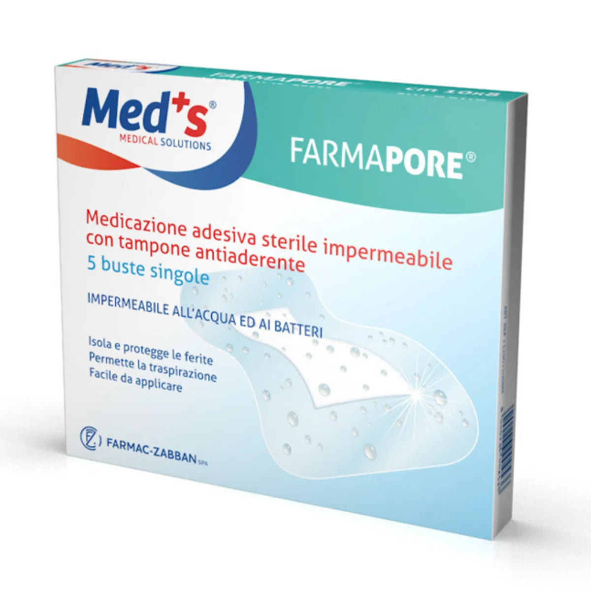 MEDS FARMAPORE vedenpitävä haavasidos 12x10 cm 5 kpl