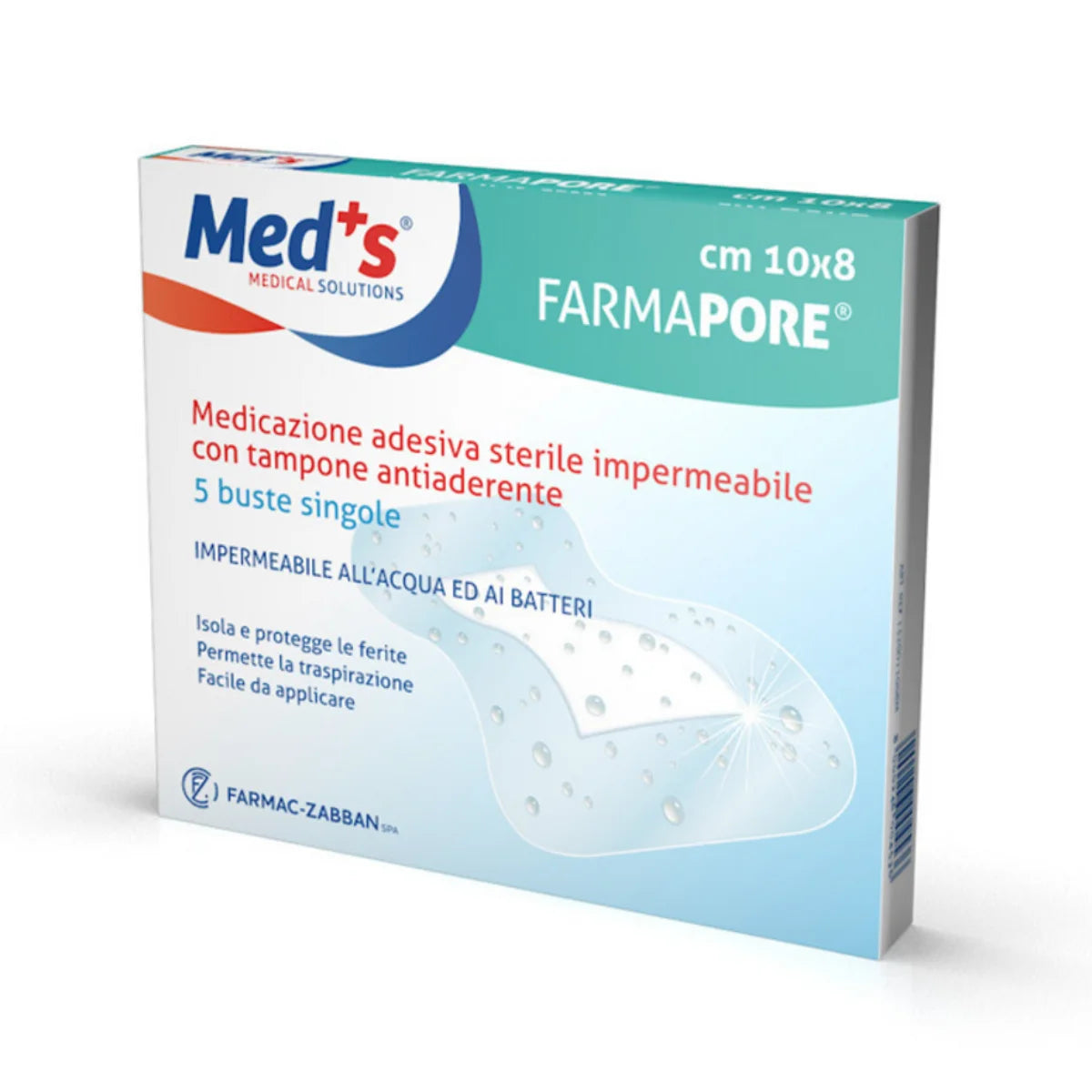 MEDS FARMAPORE vedenpitävä haavasidos 8x10 cm 5 kpl