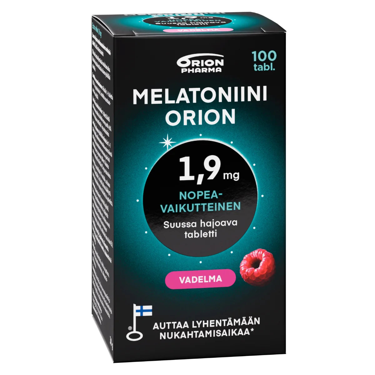 Melatoniini Orion 1,9 mg vadelma suussa hajoava tabletti 100 tabl