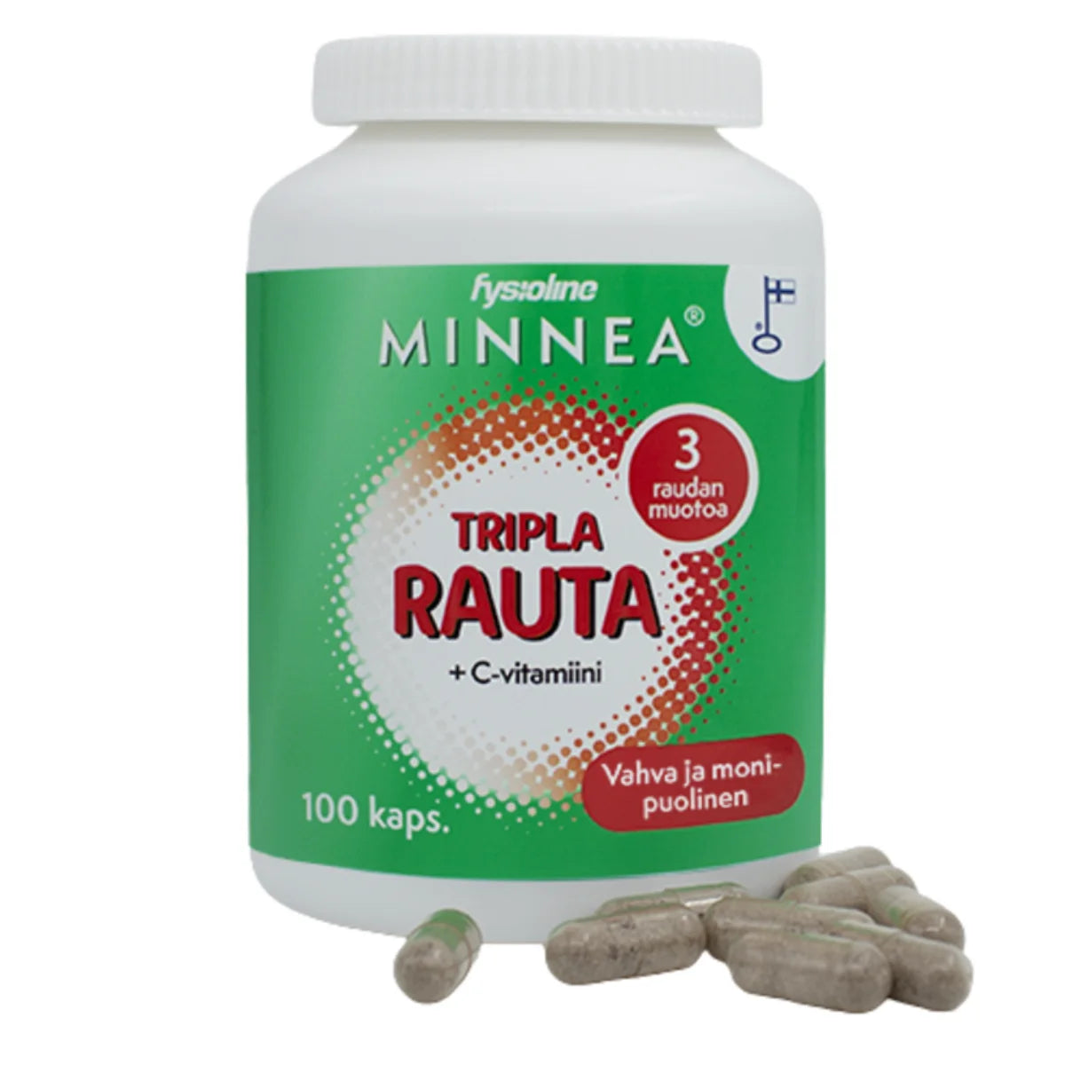 Minnea TriplaRauta 100 kaps sisältää kolmea eri raudan muotoa