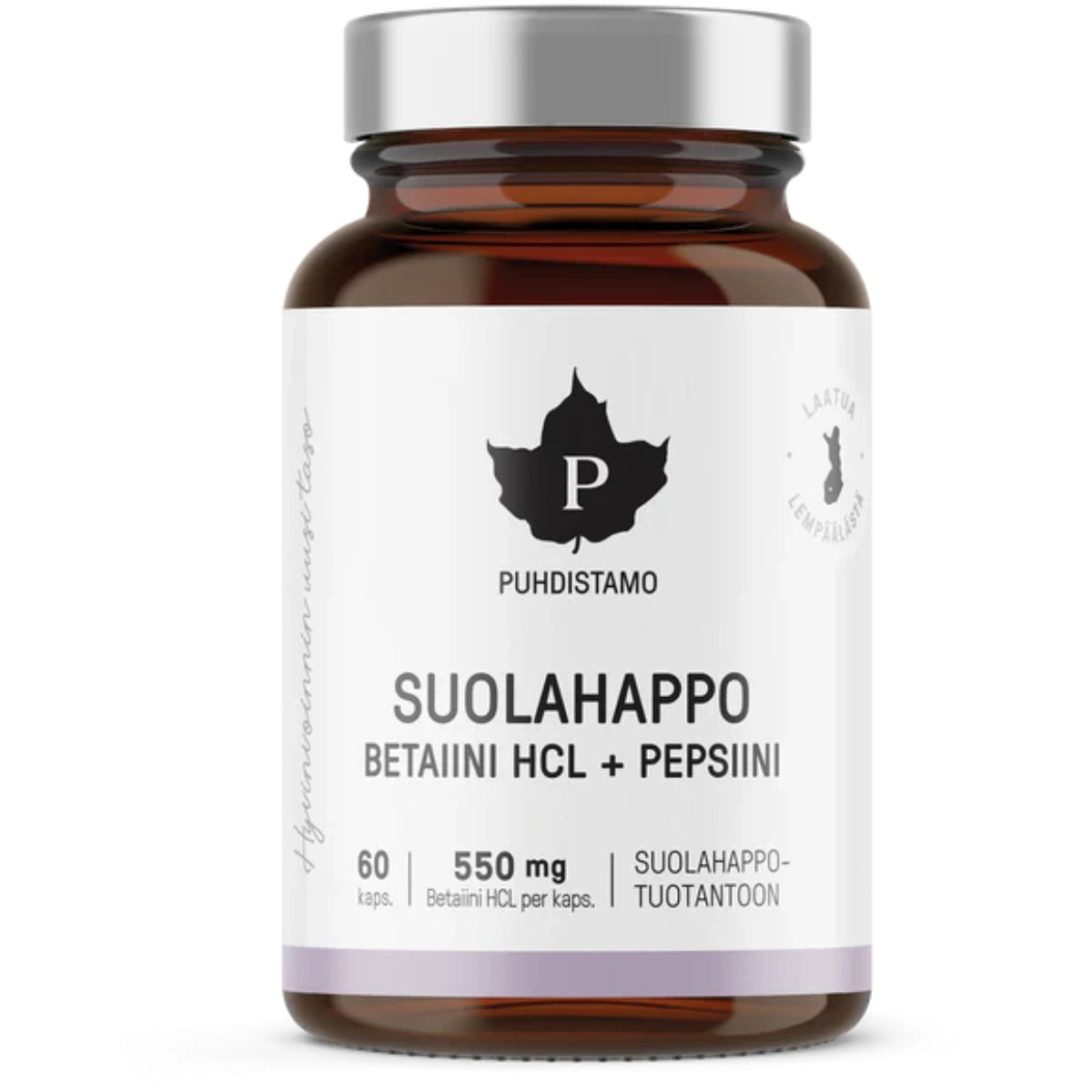 PUHDISTAMO Suolahappo Betaiini HCL + Pepsiini kapseli 60 kpl suolahapon tuotantoon