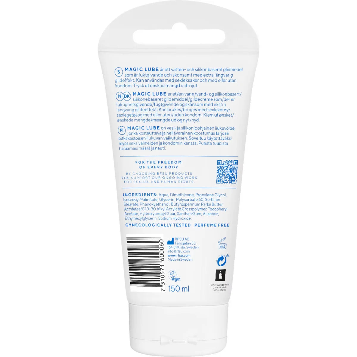 RFSU Magic Liukuvoide 150 ml – vesi- ja silikonipohjainen liukuvoide suuremmassa pakkauksessa