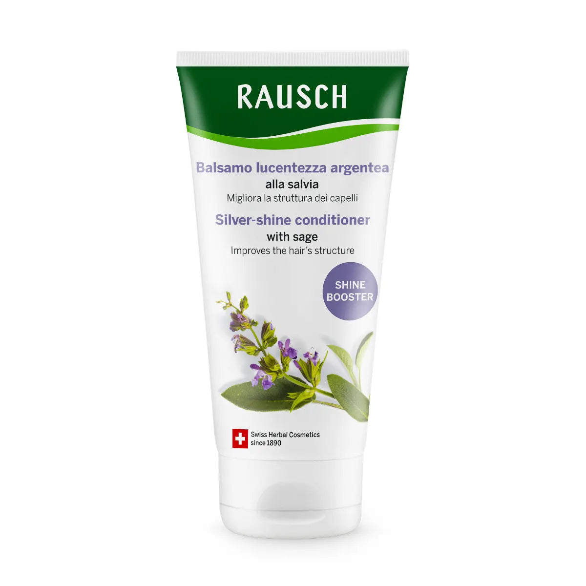 RAUSCH Kirkastava Salvia kiiltohoitoaine 150 ml Kirkastaa ja antaa kiiltoa harmaille ja vaaleille hiuksille ehkäisten kellertymistä