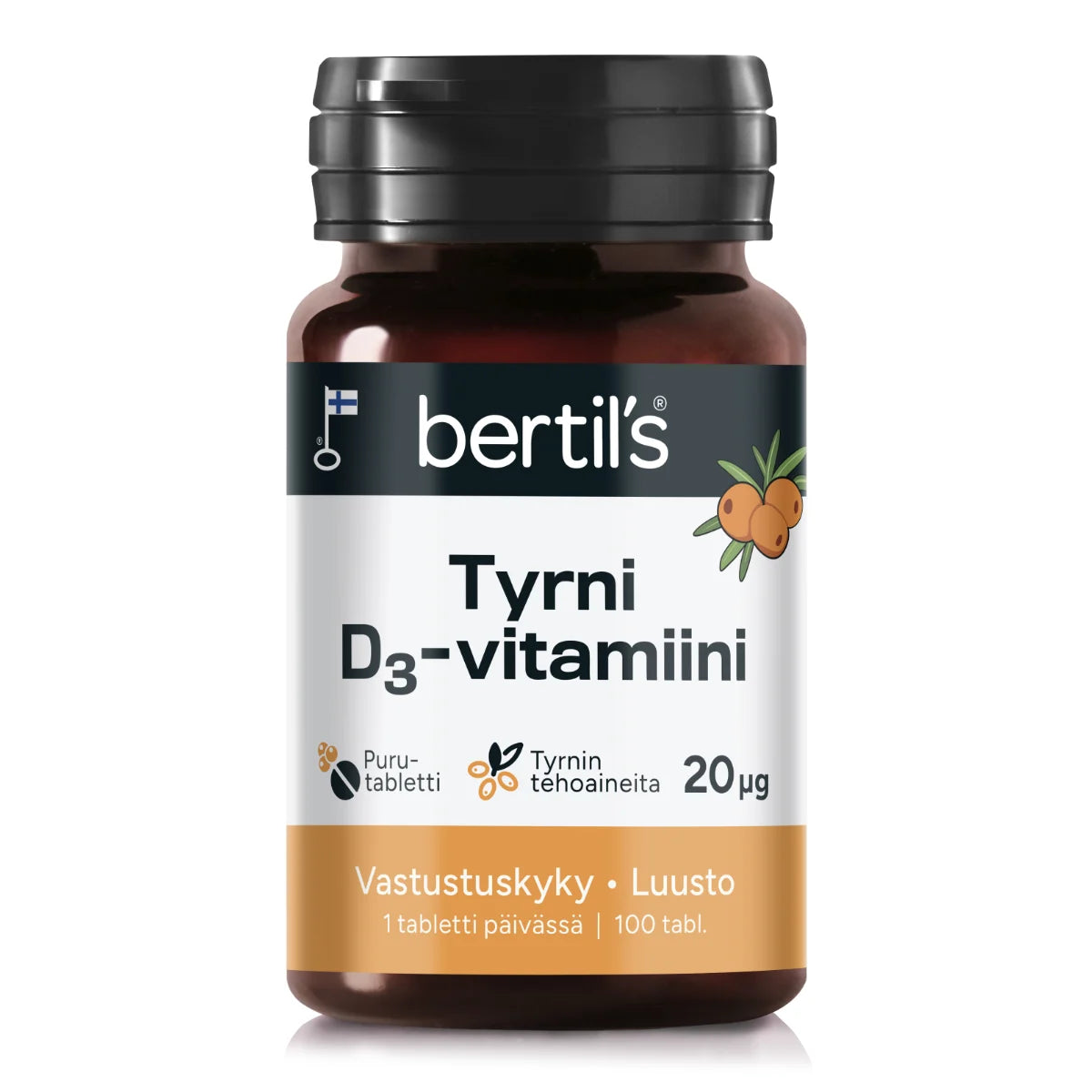 bertils Tyrni D-vitamiini 20 mikrog 100 tabl