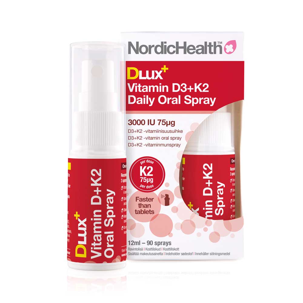 NORDIC HEALTH Dlux D3 + K2 -suusuihke 12 ml