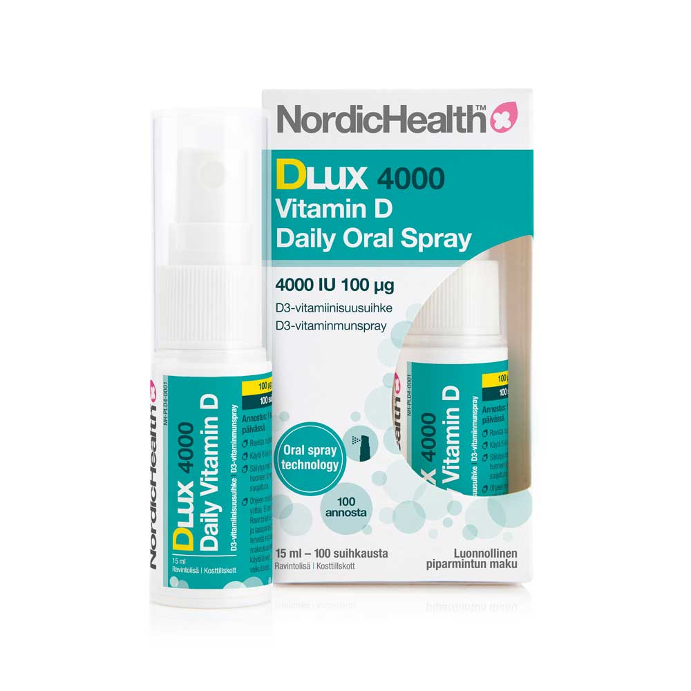 NORDIC HEALTH Dlux 4000 100 µg D3-vitamiinisuusuihke 15 ml