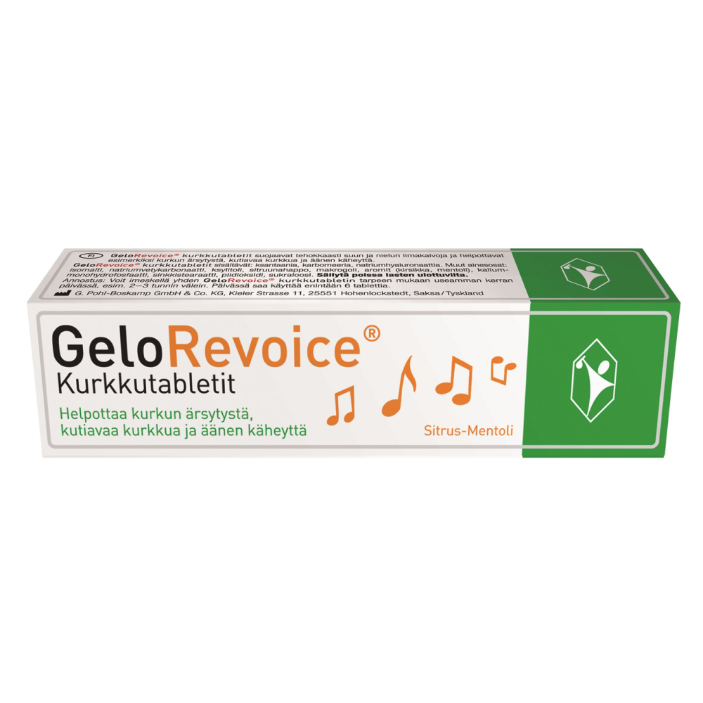 GELOREVOICE sitrus-mentoli imeskelytabletti kurkun ärsytykseen ja käheyteen 20 tablettia