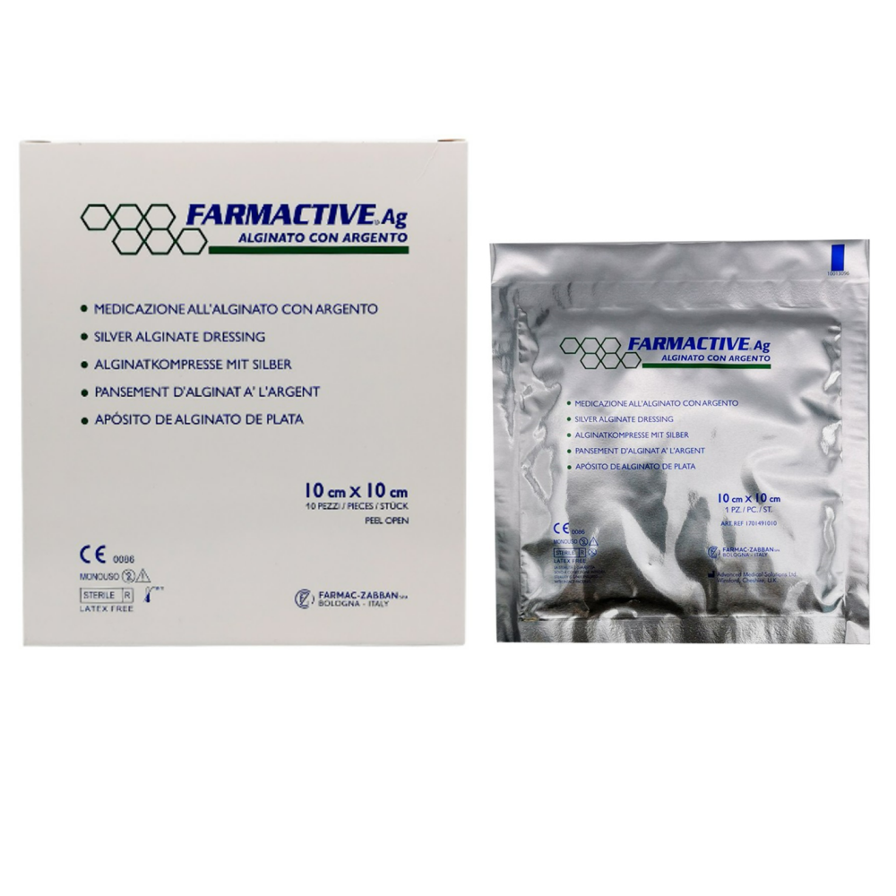 FARMACTIVE AG Hopea-alginaattisidos 10 cm x 10 cm haavojen hoitoon antimikrobinen 10 kpl