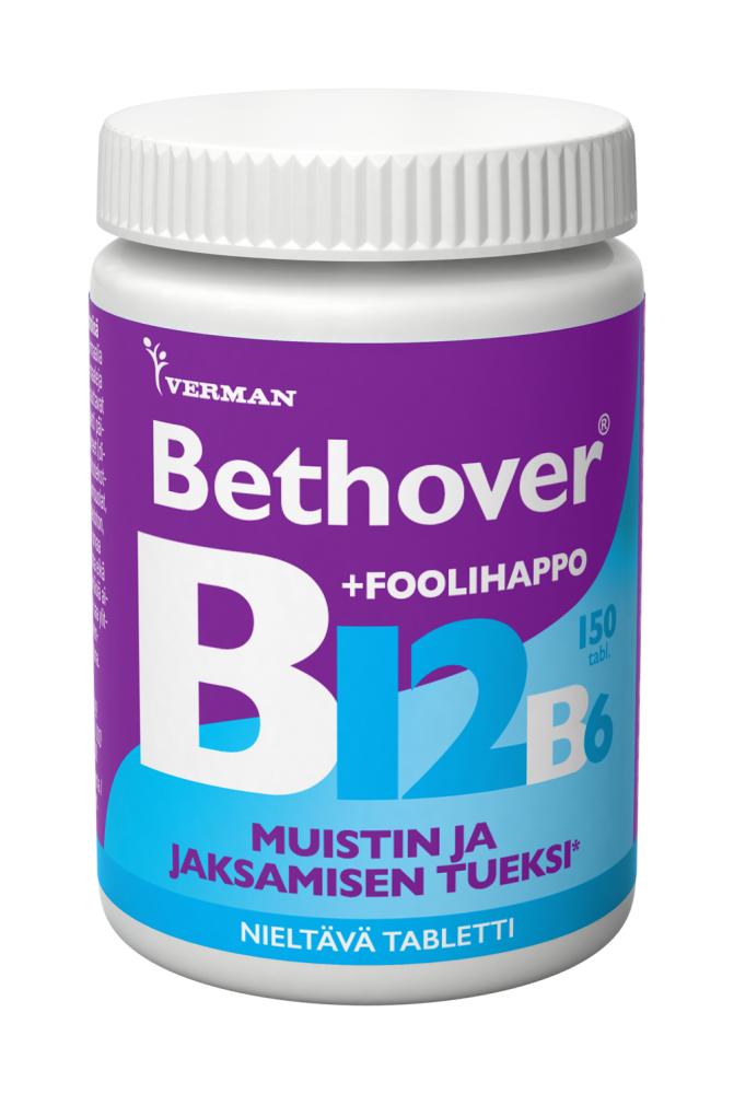 BETHOVER B12 + Foolihappo + B6 nieltävä tabletti 150 kpl