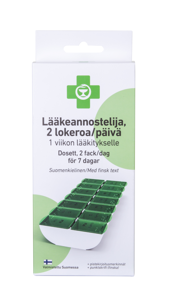 APTEEKKI Lääkeannostelija 2 lokeroa/päivä 1 viikon lääkitykselle 1 kpl