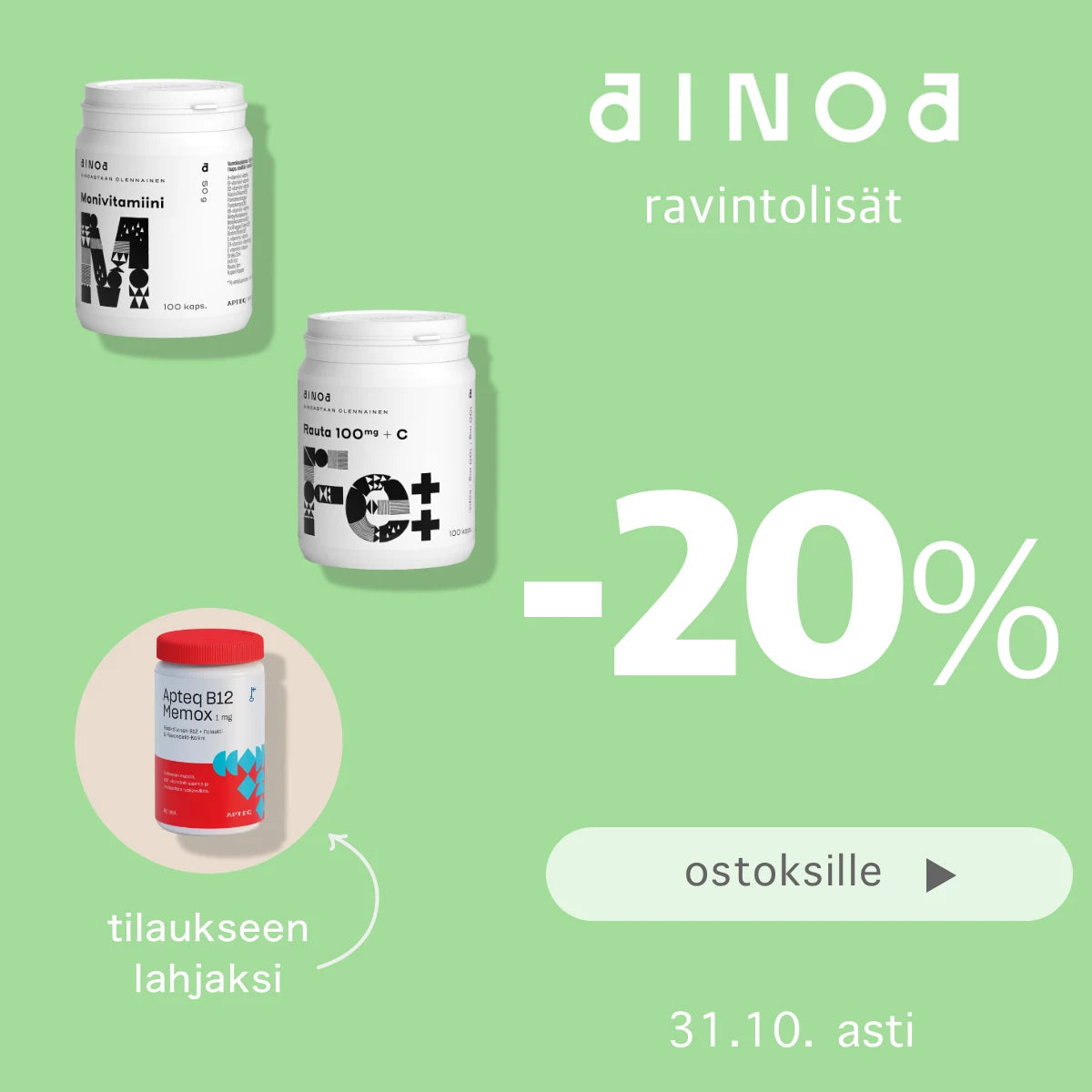 Ainoa -20% lokakuun ajan