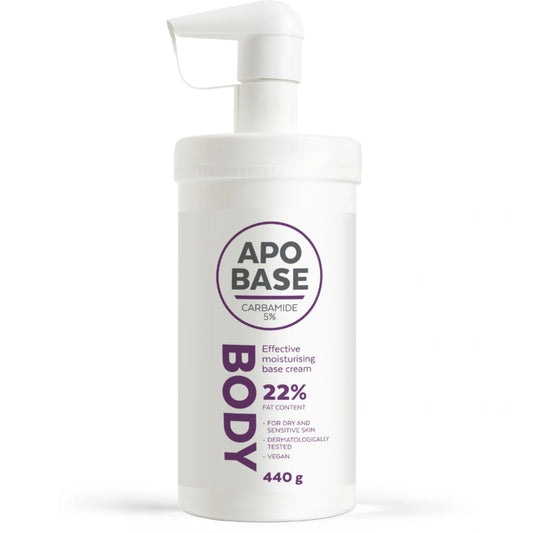 APOBASE Carbamide 5% perusvoide pumppupullo 440 g sopii kaikille ihotyypeille, erityisesti kuivalle iholle