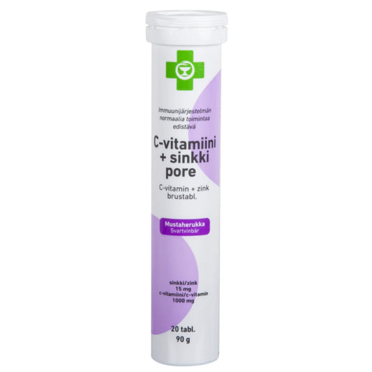APTEEKKI C-vitamiini + sinkki Pore mustaherukka 20 tabl