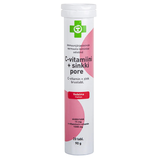 APTEEKKI C-vitamiini + sinkki Pore vadelma 20 tabl