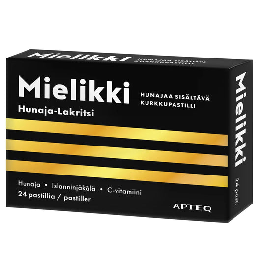 Apteq Mielikki kurkkupastilli Lakritsi-Hunaja 24 tabl
