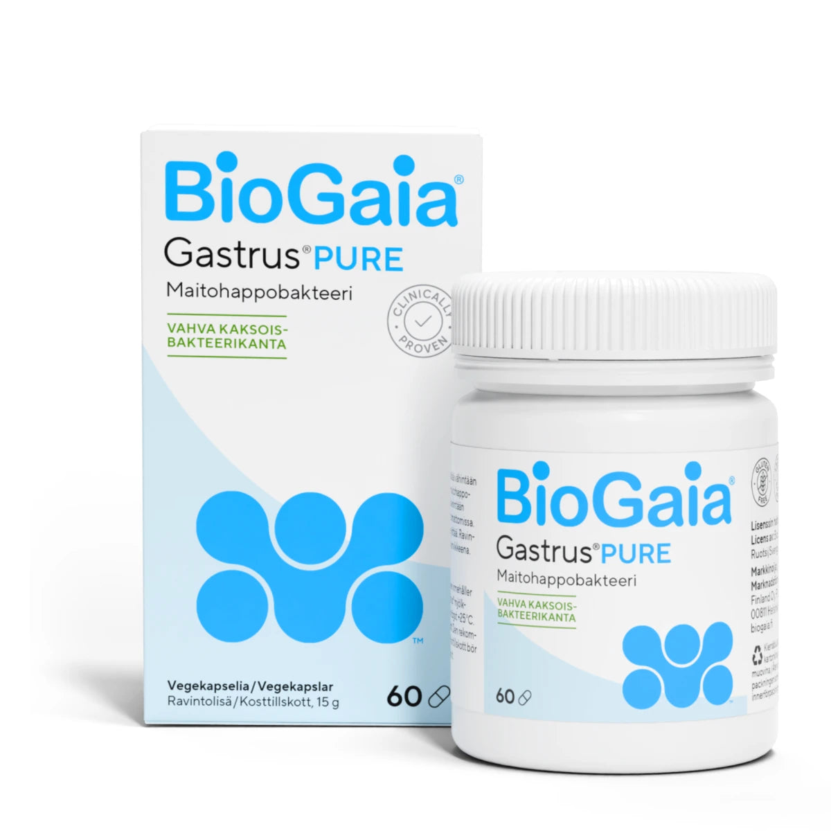 BioGaia Gastrus PURE kapseli – Vahva kliinisesti tutkittu maitohappobakteerivalmiste