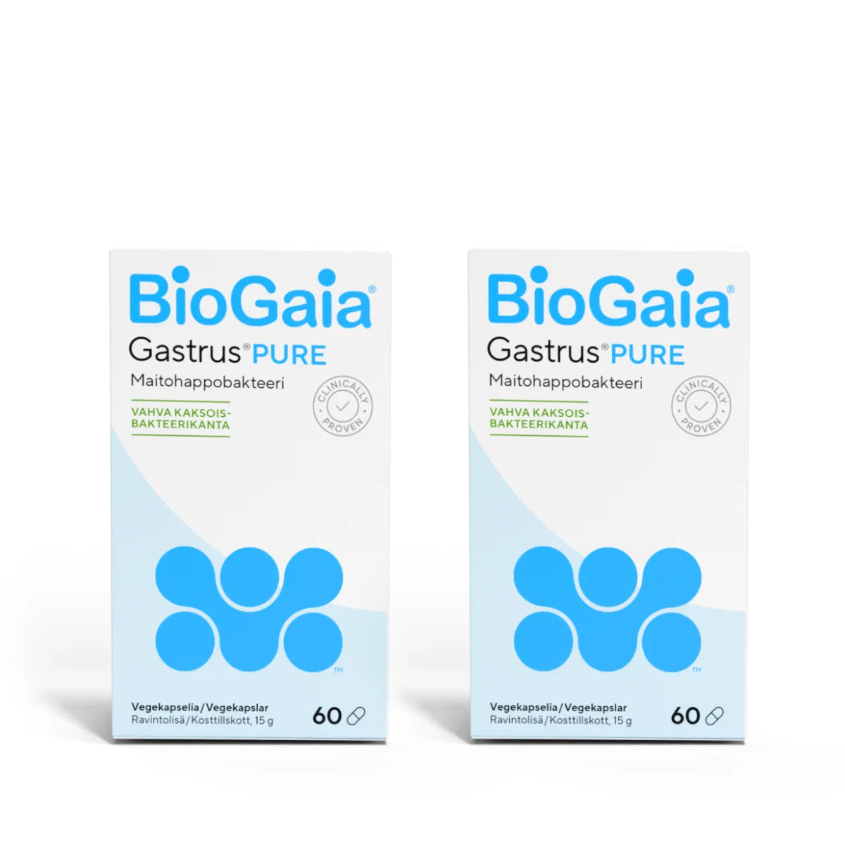 BioGaia Gastrus PURE kapseli 2x60 kaps tuplapakkaus – osta enemmän kerralla edullisemmin