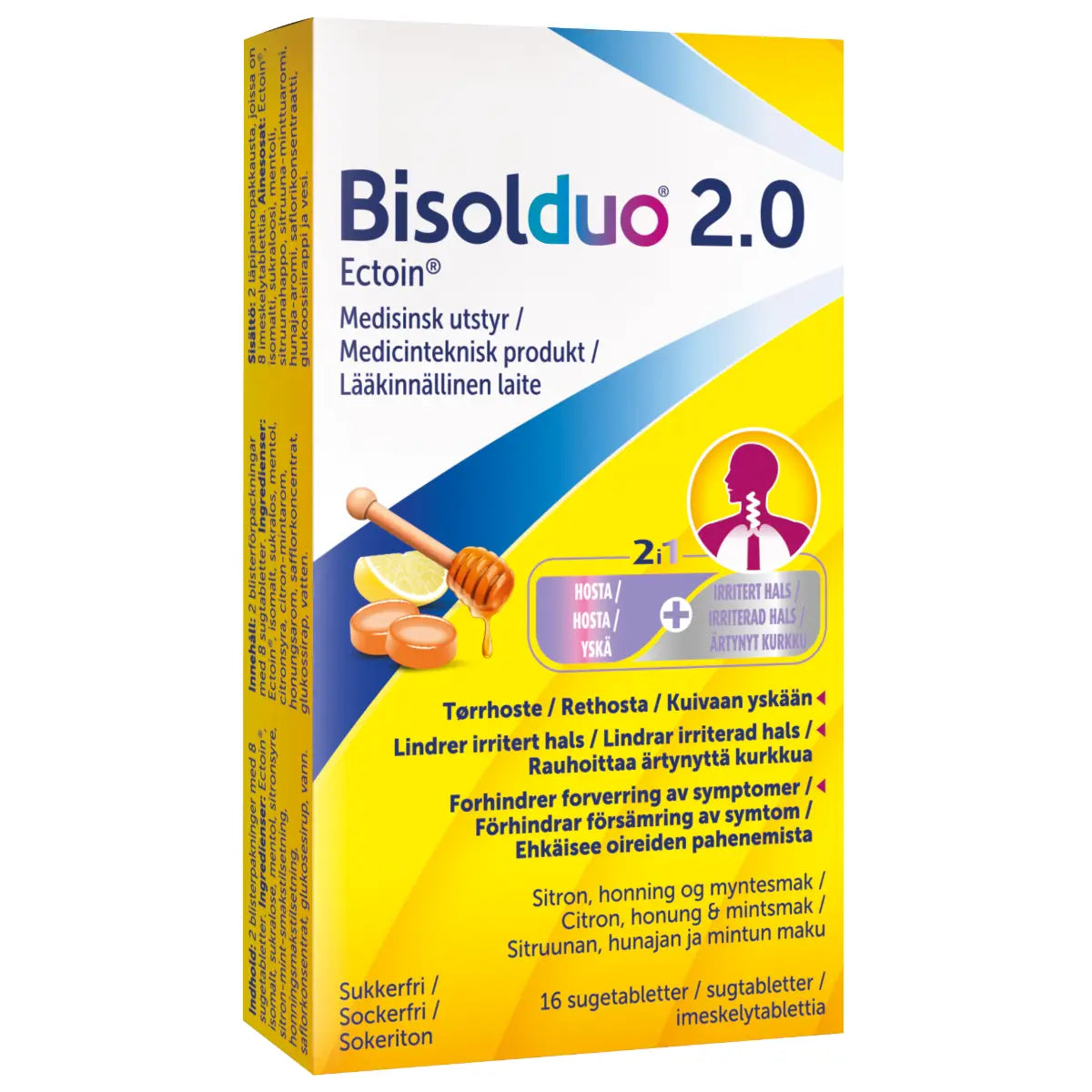 Bisolduo 2.0 imeskelytabletti 16 kpl sitruunan, hunajan ja mintun makuinen