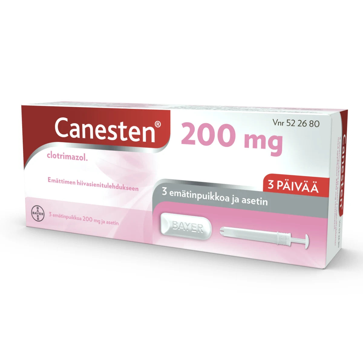 CANESTEN 200 mg emätinpuikko 3 fol