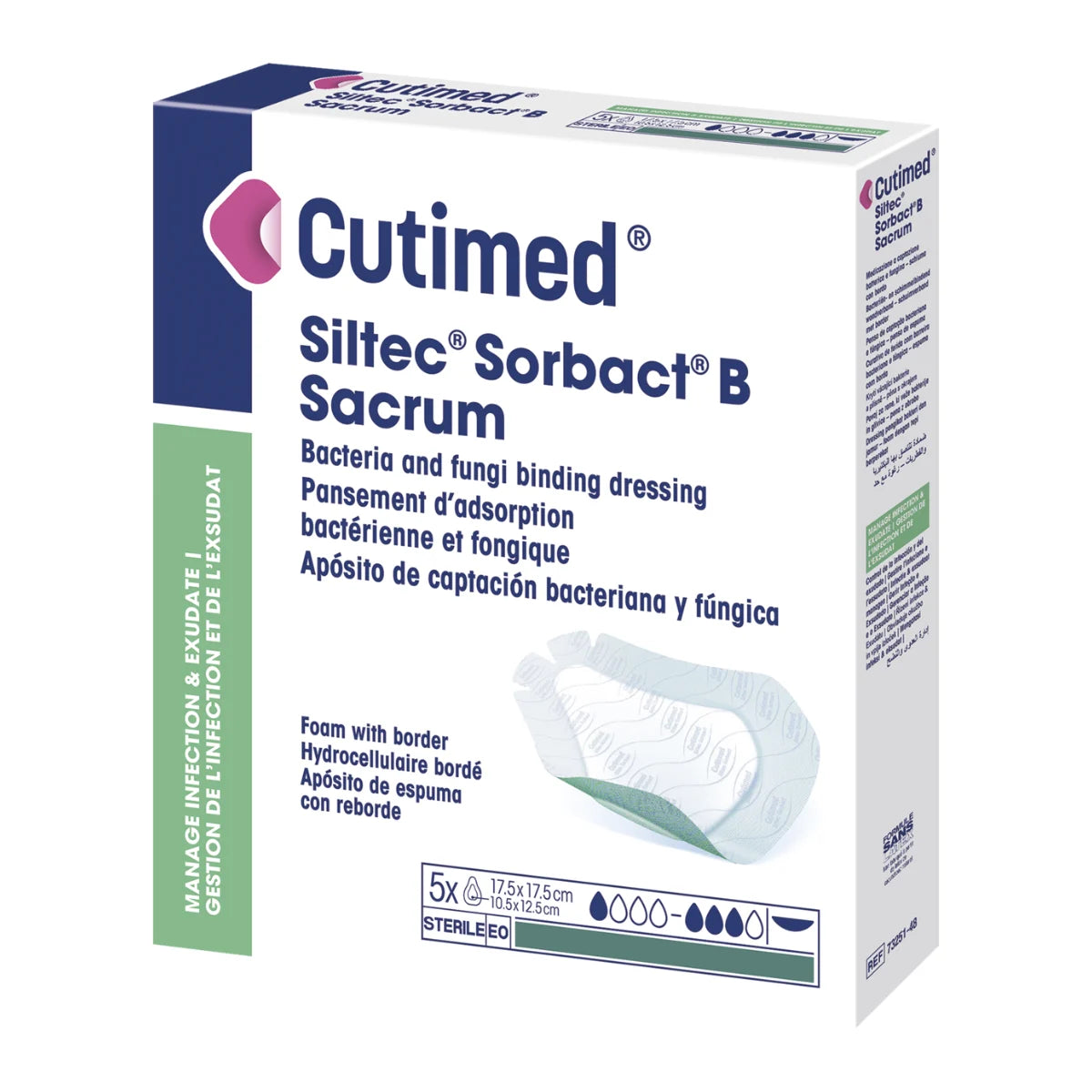 Cutmed Siltec Sorbact B Sacrum sterile 17,5 x 17,5 cm 5 kpl