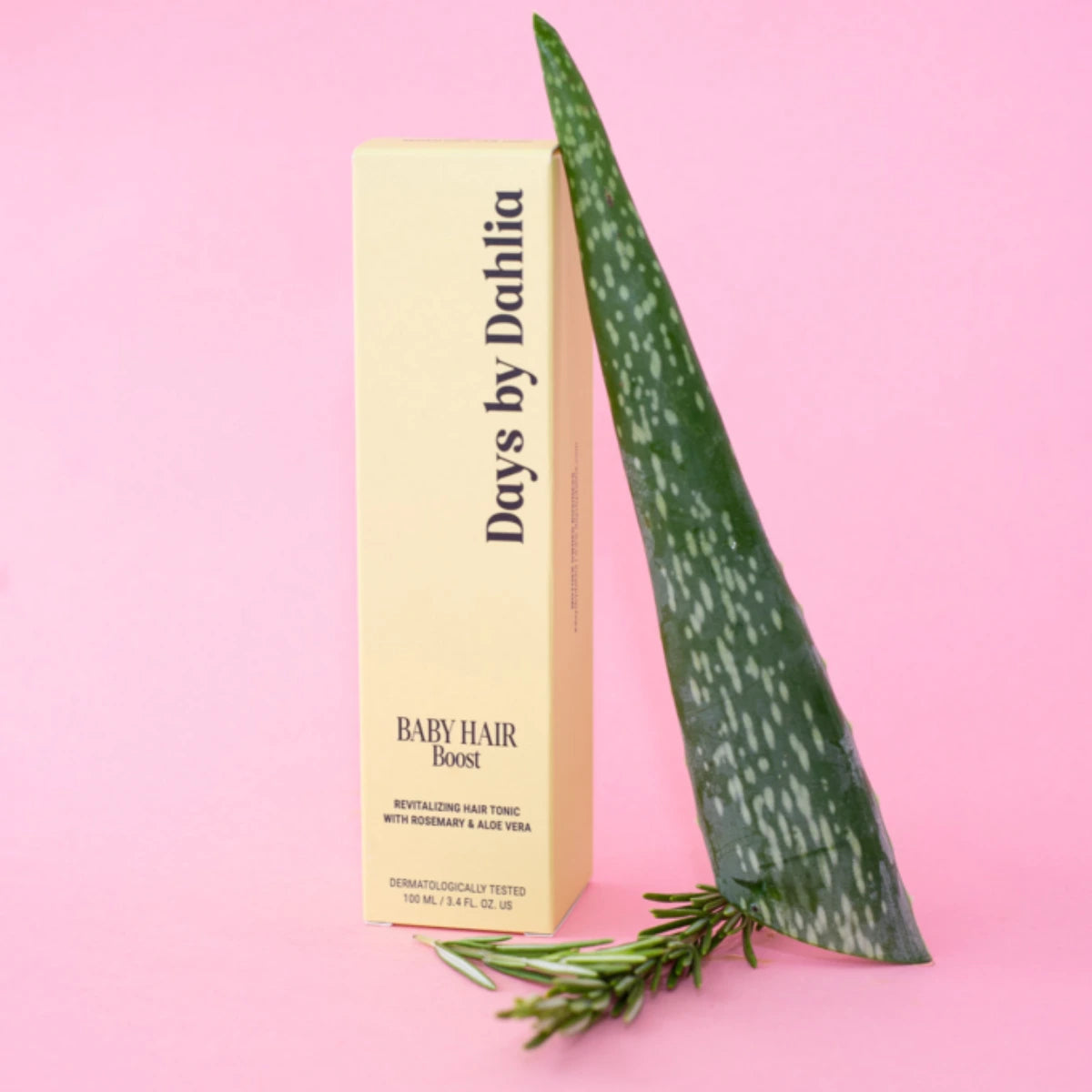 Days by Dahlia Baby Hair Boost sisältää rosmariinia ja aloe veraa