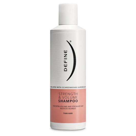 Define Strength & Volume Shampoo hennoille hiuksille 250 ml – tuuheutta shampoo hennoille hiuksille
