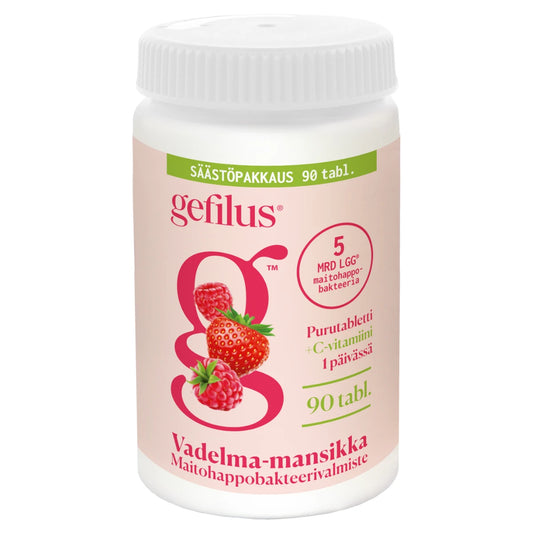Gefilus purutabletti vadelma 90 kpl