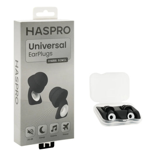 Haspro Universal Musta silikonikorvatulpat S/M/L 4 paria
