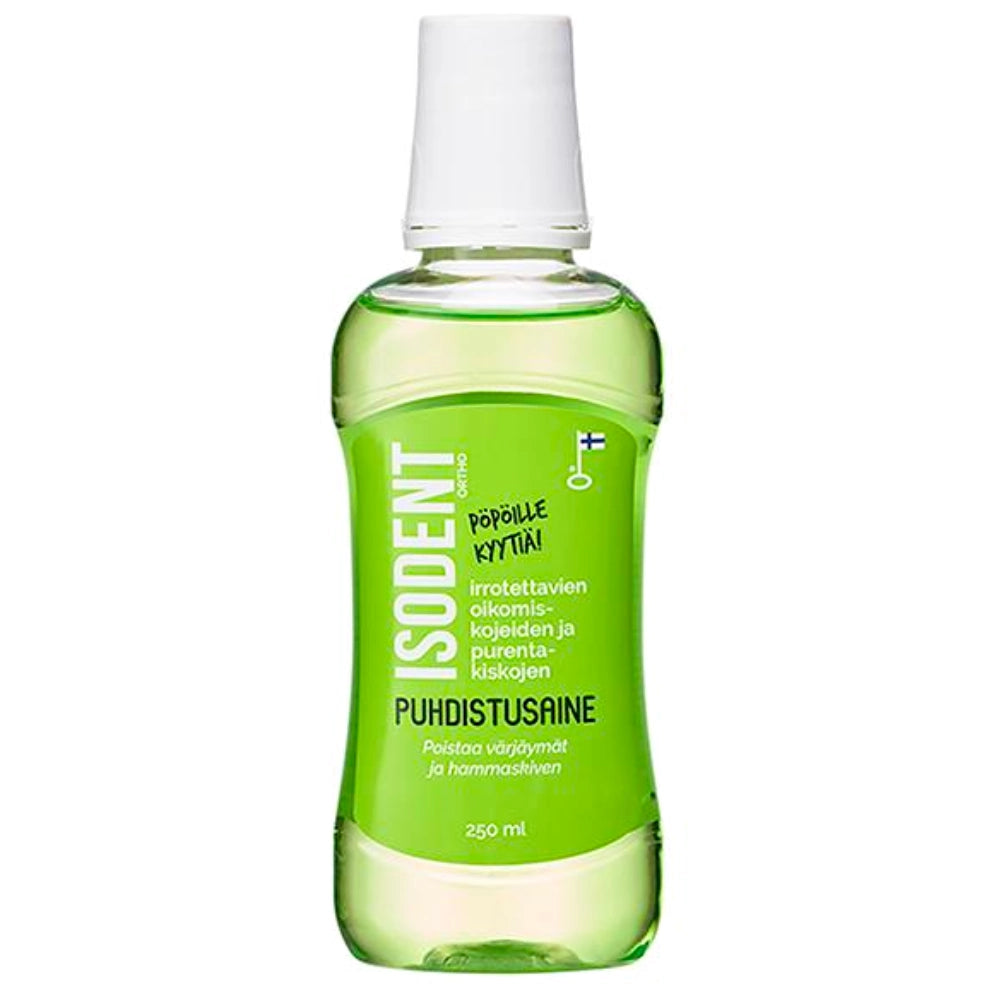 ISODENT Ortho puhdistusaine irrotettaville oikomiskojeille ja purentakiskoille 250 ml