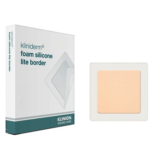 Kliniderm Foam Silicone Lite Border kiinnittyvä sidos 7,5 x 7,5 cm 5 kpl