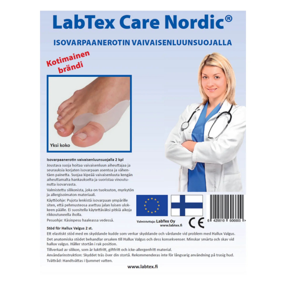LABTEX Care Nordic Isovarpaanerotin vaivaisenluunsuojalla, yksi koko sopii useimmille