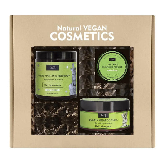 LaQ Lahjapakkaus Kiwi &amp; Grapes Unisex – 3 tuotetta kasvoille ja vartalolle