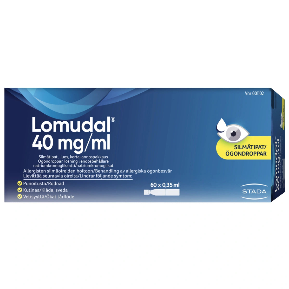 LOMUDAL 40 mg/ml silmätipat, liuos, kerta-annospakkaus 60 kpl