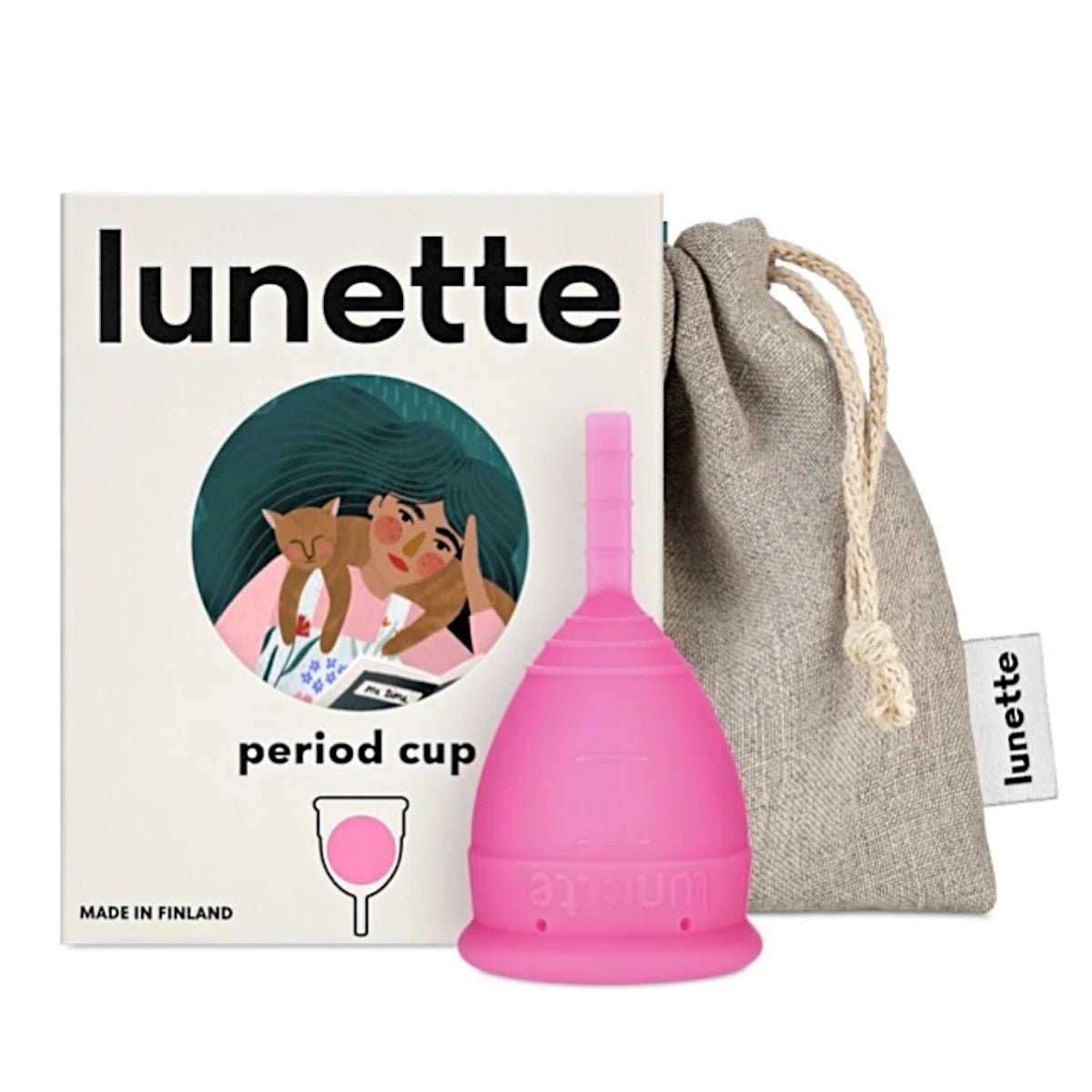 Lunette Kuukautiskuppi Pinkki koko 1, Suomessa valmistettu ympäristöystävällinen kuukautissuoja