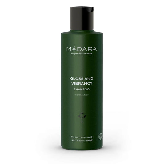 Mádara Gloss &amp; Vibrancy Shampoo 250 ml – kiiltoa ja volyymiä hiuksille