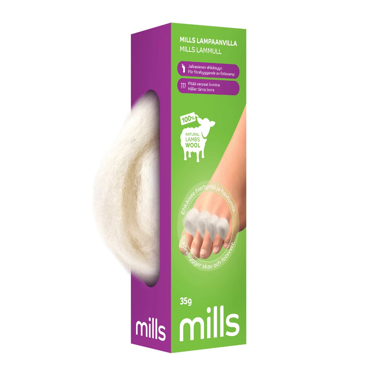 Mills Lampaanvilla 35 g – Suojaa ja lämmittää varpaita