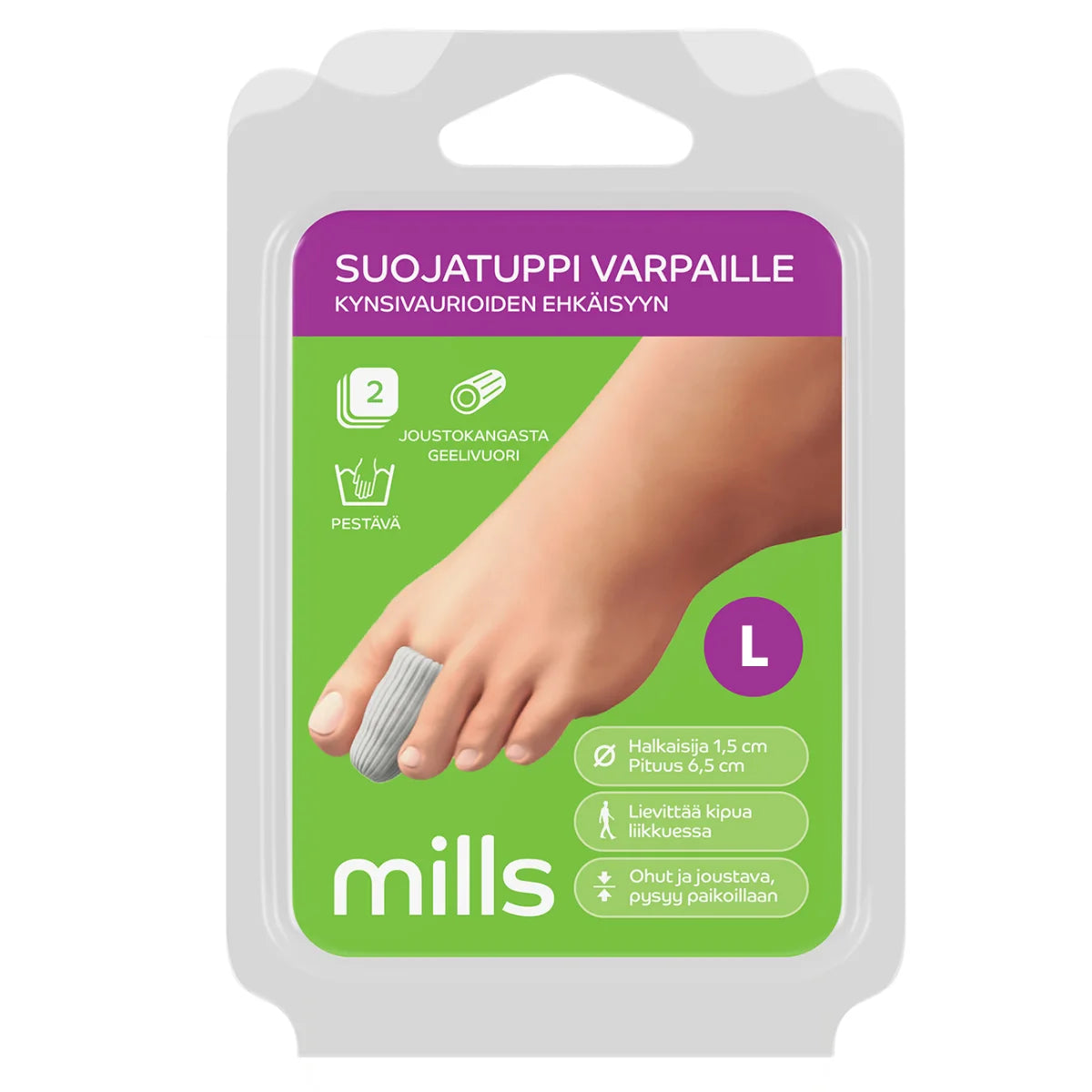 Mills Suojatuppi varpaille geelikärjellä, koko L