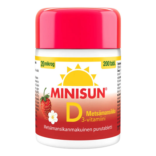 Minisun Metsämansikka D-vitamiini 20 mikrog 200 tabl