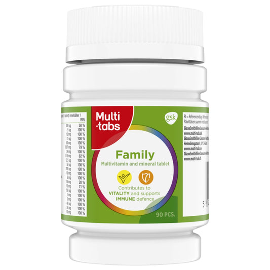 MULTI-Tabs Family monivitamiini 90 kpl monivitamiini- ja kivennäisainevalmiste&nbsp;päivittäiseen käyttöön