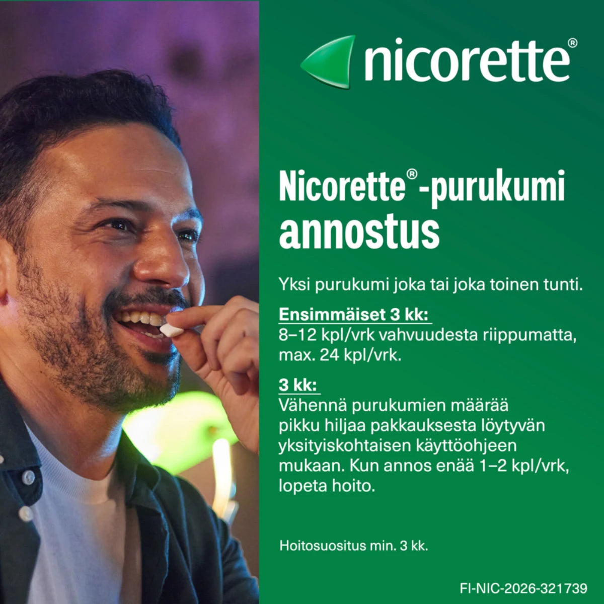 NICORETTE lääkepurukumi annostusohje