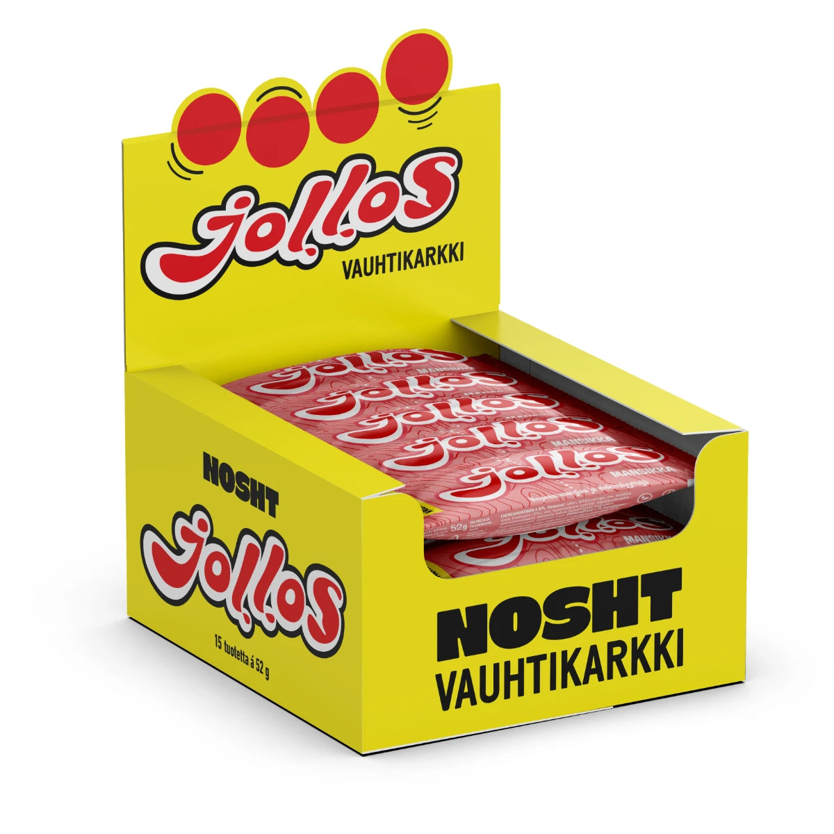 Nosht Jollos Vauhtikarkki Mansikka 15x52 g